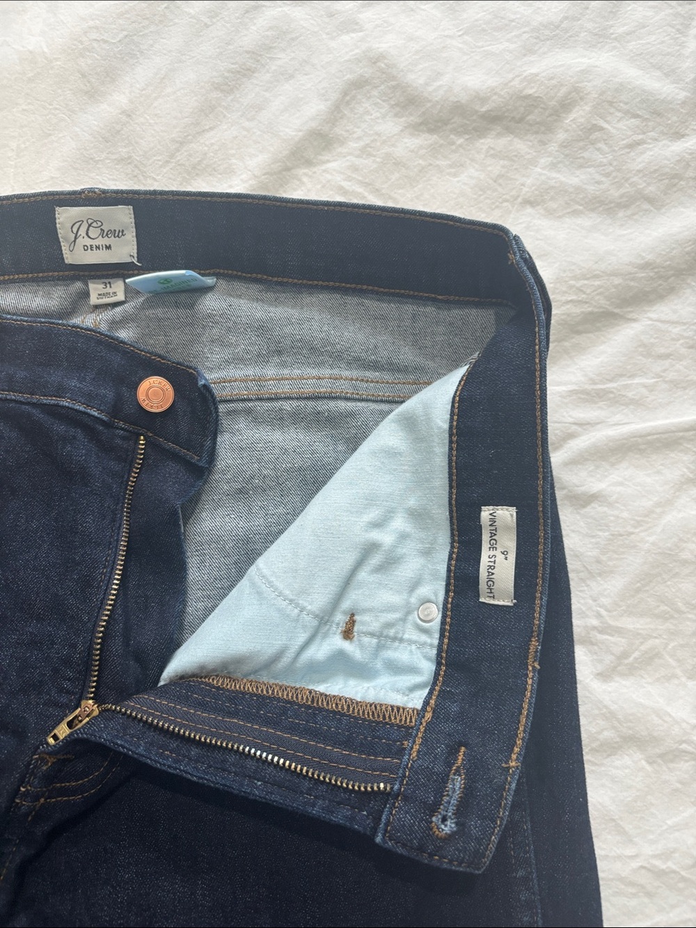 J. Crew 9 inch vintage Straight Jeans 31